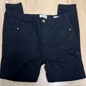 Frame black Ali high rise cigarette Jean unhemmed